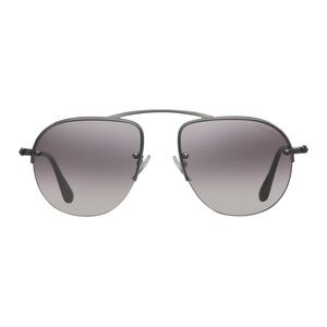 Prada metal aviator sunglasses, black and silver